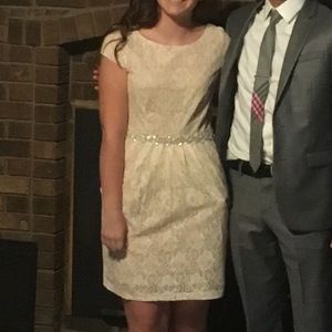 Ivory Lace Homecoming Dress